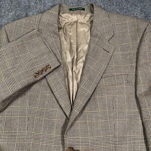 LRL Ralph Lauren Glen Plaid Blazer Sport Coat Mens 42L Wool Cashmere Houndstooth